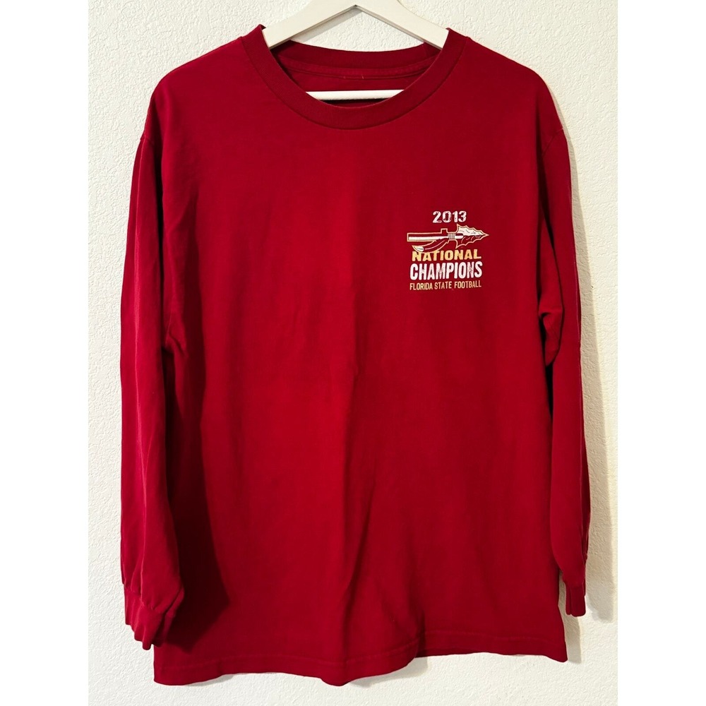 Florida State Seminoles 2013 National Champions Long Sleeve T Shirt‎ Red Mens L